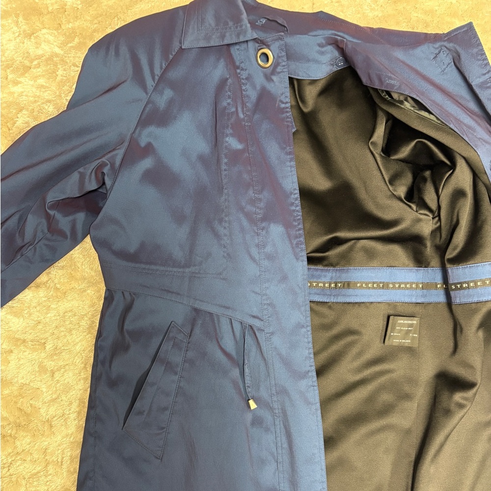 Women's Unique Metallic Blue Rainy Day Trench Coat -Size 10-Vintage 90s - Picture 11 of 12